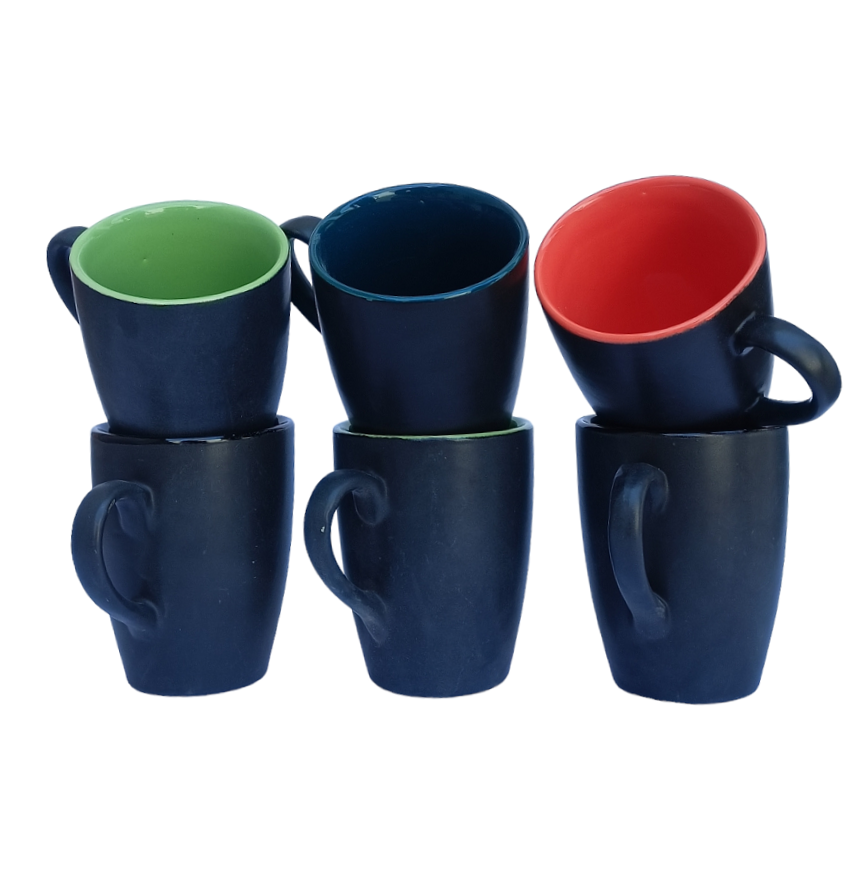 Black Ceramic Milk Mug Set of 6 Pcs - ECC1036