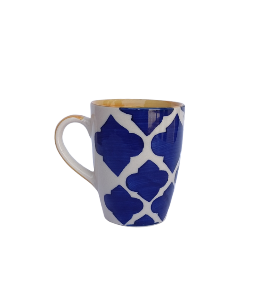 Blue Thick Zigzag Ceramic Milk Mug Set of 6 Pcs - ECC1044