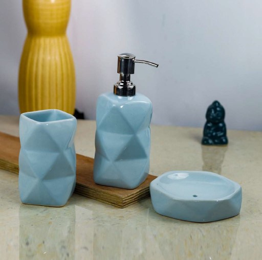 Light Blue Diamond Shape Bathroom Set - ECB0017