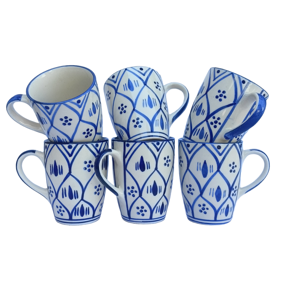 Full Floral Ceramic Milk Mug Set of 6 Pcs - ECC1040